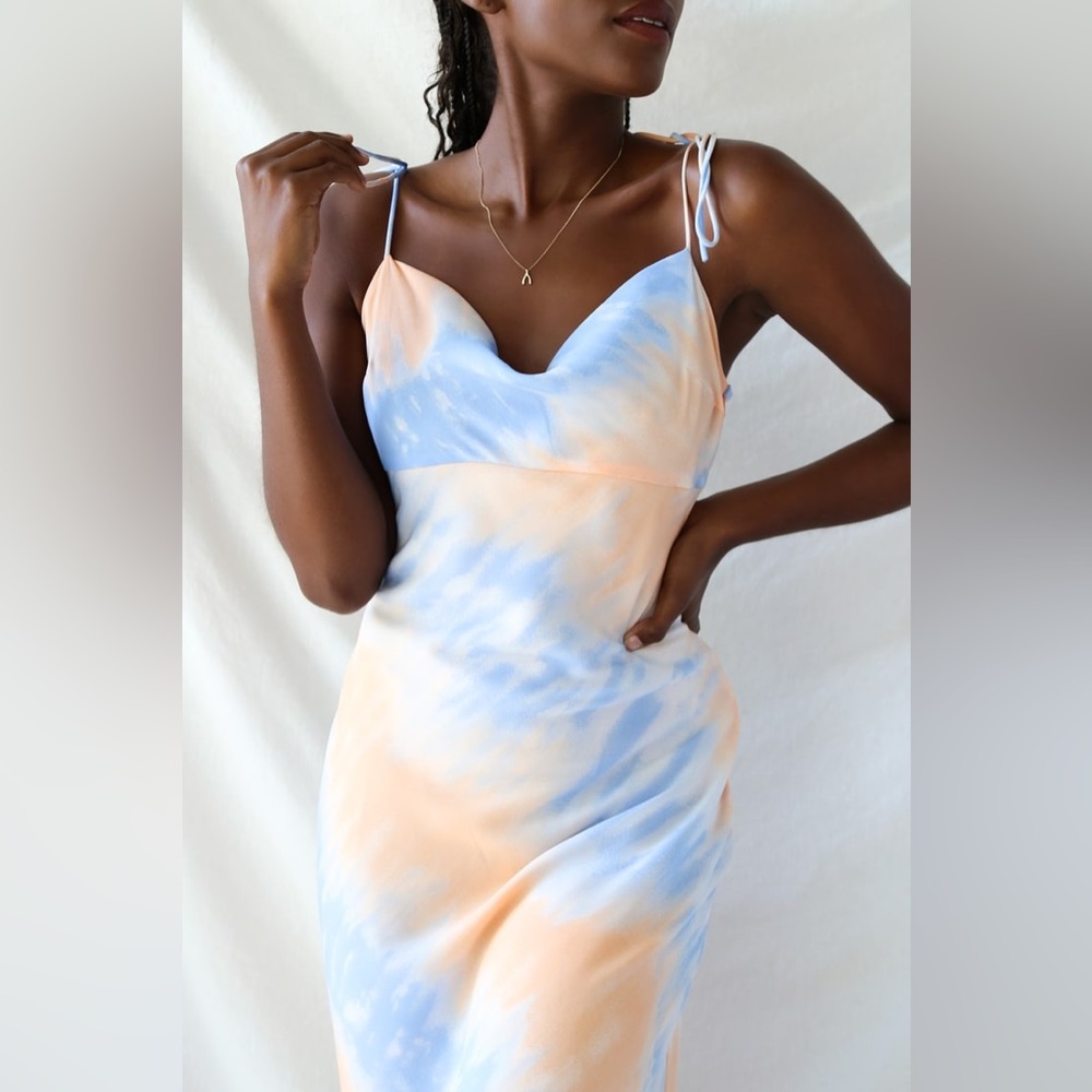 Blue Orange Tie Die Slip Dress